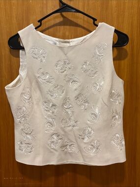 Talbots Cream Embroidered Sleeveless Camisole